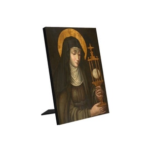 Catholic gifts - Saint Clare of Assisi - Christian Icon on wood - St Clare of Assisi Photo Panel for Tabletop Display - Santa Chiara