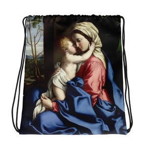 Kordelzug - Madonna mit Kind - Religiöses Geschenk - Katholisches Geschenk für Sie - Turnbeutel - Jungfrau Maria Geschenk