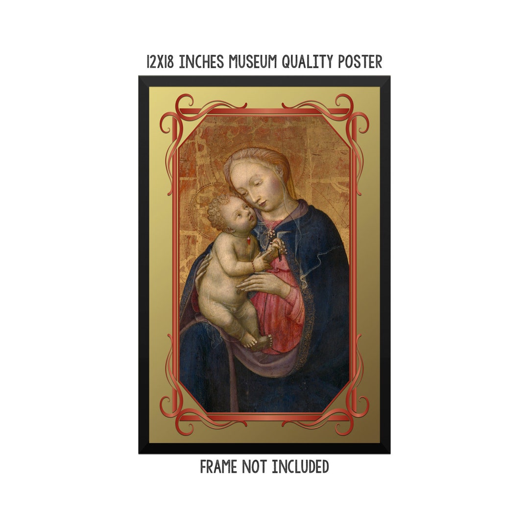 Religious Poster Madonna and Child Art Print Catholic Wall Art Medieval ...