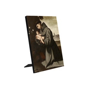 Saint Anthony of Padua -  Religious Icon - Photo Panel for Tabletop Display 6&quot;x8&quot; - St Anthony icon - Francisco de Zurbaran - Catholic art