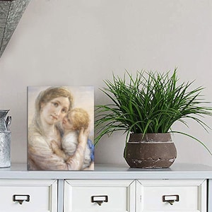 Religious Art - Madonna and Child - TableTop Glossy Panel - Religious Icon - Holy Art - Catholic icon with easel - Catholic gifts - Mary