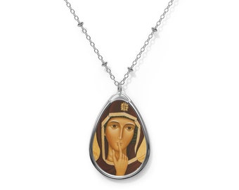 Our Lady of Silence - Catholic pendant - Oval necklace - Virgin Mary - Virgin of Silence - Religious gifts - catholic pendants