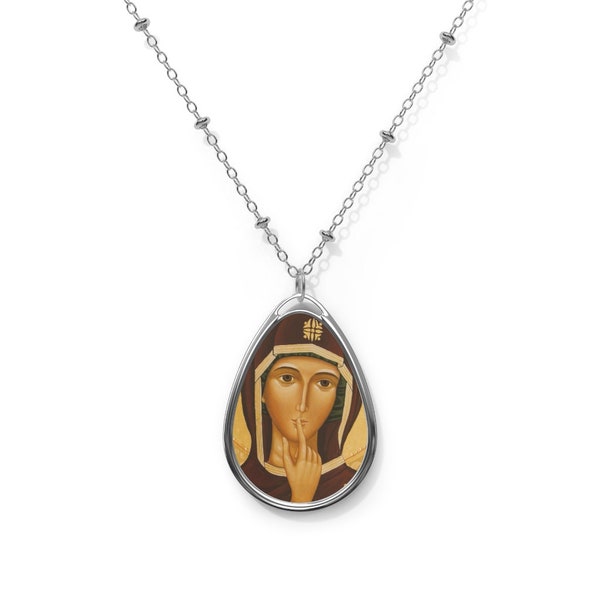 Our Lady of Silence - Catholic pendant - Oval necklace - Virgin Mary - Virgin of Silence - Religious gifts - catholic pendants