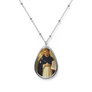 Catholic gift - Saint Dominic of Guzman - Brass pendant and necklace chain - Catholic jewelry - Religious gifts - catholic pendant