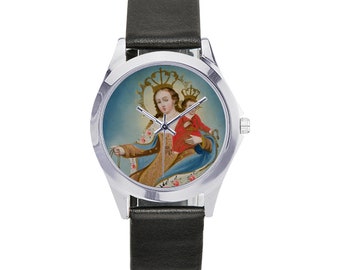 Religious gifts - Our Lady of Mercy - Unisex Leather Watch - Catholic gifts - wrist watch - Watches - Christianity - Virgin Mary Art