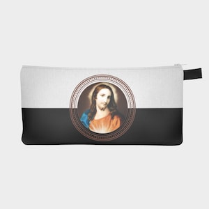 Zippered Pouch - Sacred Heart of Jesus - Rosary Case - Rosary Bag - Catholic Gift Idea - Jesus Heart - Religious gifts - Holy Art