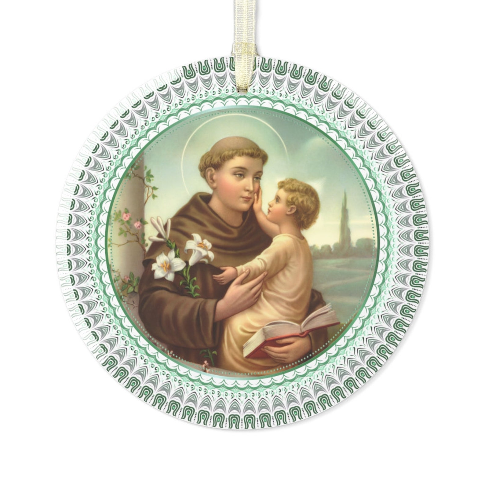 Catholic gifts Saint Anthony of Padua Glass Ornament | Etsy