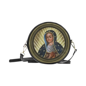 Our Lady of Guadalupe - Round Sling Bag - catholic gift for her - gift for women - Virgin of Guadalupe - religious bags - Virgin Mary bags