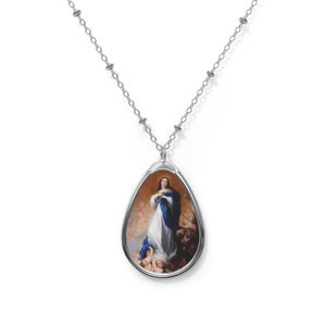 Catholic gift - The Virgin Immaculate - Brass pendant and necklace chain - Catholic jewelry - Religious gifts - catholic pendant