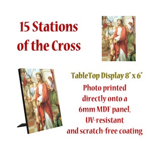 Stations of the Cross - 15 Photo Panel for Tabletop Display 6&quot;x8&quot; - Via Crucis - Catholic gifts - Jesus Passion - Holy Art - Easter gifts