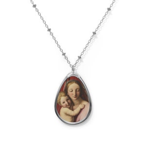 Catholic gift - Madonna and Child by Sassoferrato - Brass pendant and necklace chain - Catholic jewelry - Religious gift Virgin Mary pendant