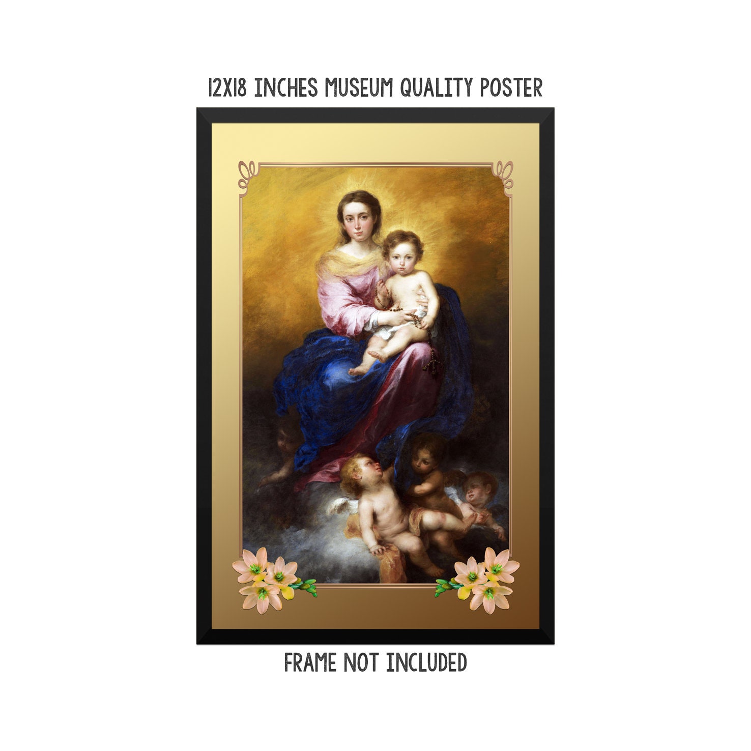 Catholic Art - Our Lady of the Rosary - High Quality Poster - Virgin of ...