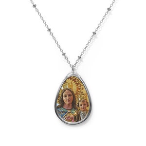Catholic gift - Our Lady Help of Christians - Brass pendant and necklace chain - Catholic jewelry - Religious gift - Virgin Mary pendant