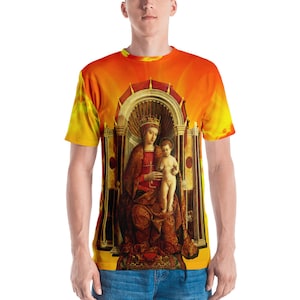 Men&#39;s T-shirt - The Virgin and Child Enthroned - religious t-shirt - holy art - catholic gift for him - catholic t-shirt