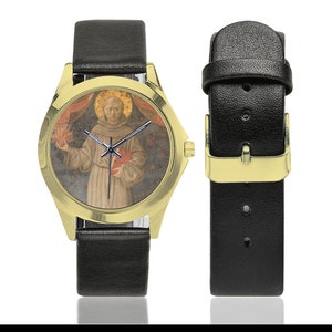 Wrist Watch - Saint Anthony of Padua - Unisex Leather Watch - religious gifts - St Anthony watch - religious watches - catholic saints