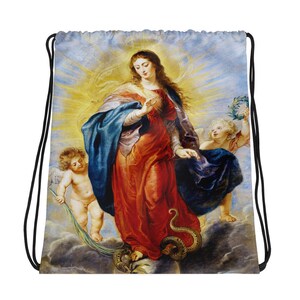 Kordelzug - Jungfrau Maria - Jungfrau Maria Kunst - Katholischer Beutel - Rubens - Jungfrau Maria - Katholische Beutel - Geschenk für Sie