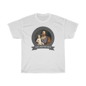 Catholic gift - 9 colors - Saint Joseph and Child Jesus - Unisex T Shirt - Unisex Heavy Cotton Tee - St Joseph - Religious shirts
