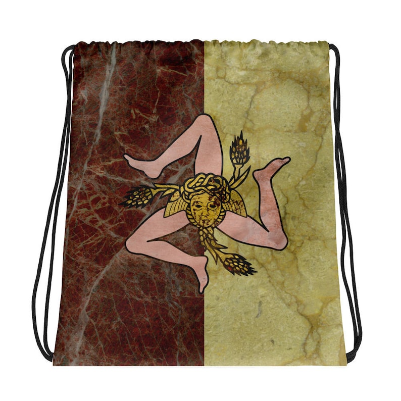 Trinacria of Sicily cute gifts Drawstring bag Sicilia bag Sicilian gift idea designed by terrytiles2018