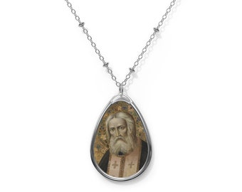 Saint Seraphim of Sarov - Religious pendant - St Seraphim - Brass pendant - Oval necklace - Religious gifts - catholic pendant