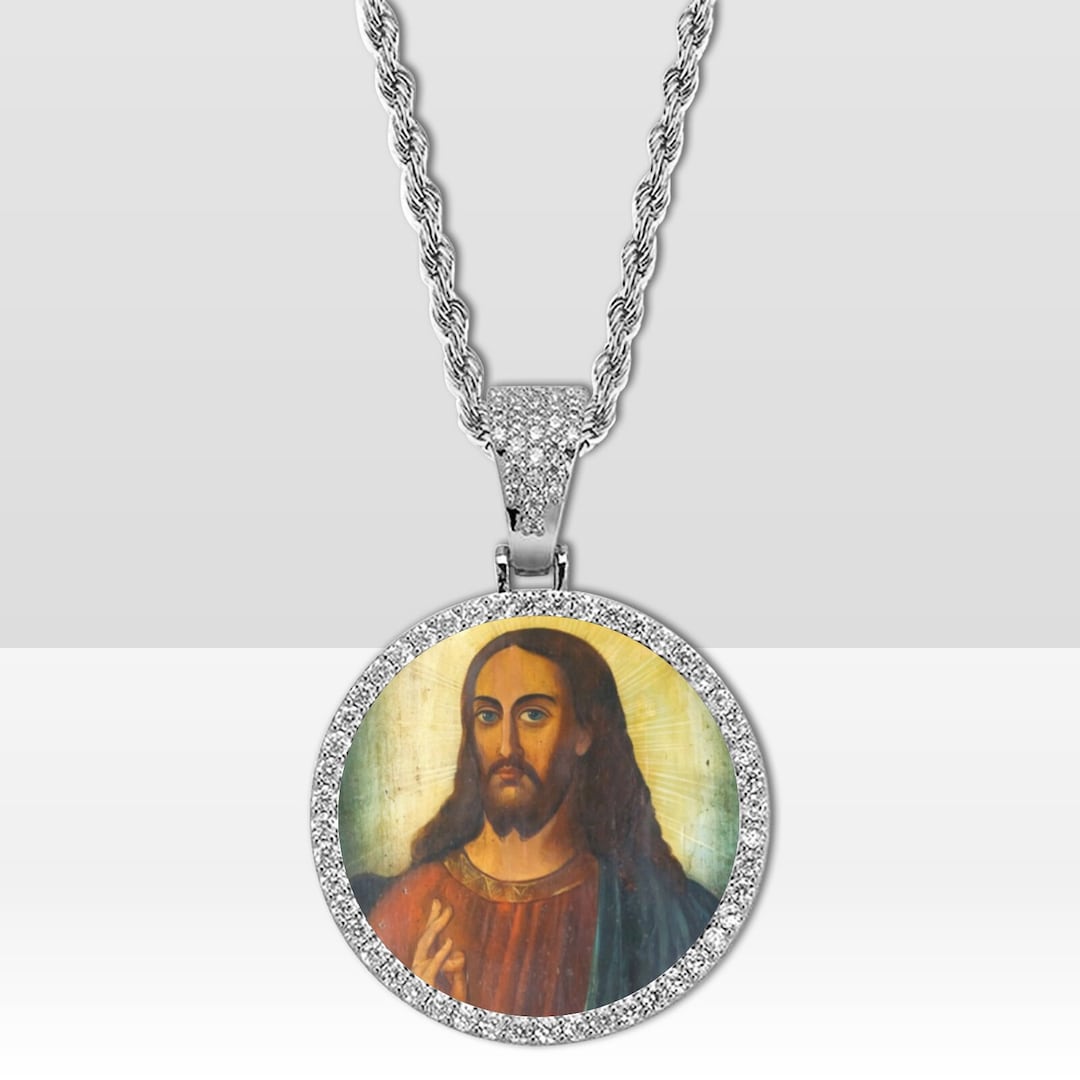 Jesus Rope Silver Chain Silver or Gold - Jesus Christ Icon - Christian Pendant - Rope Chain 4 ...