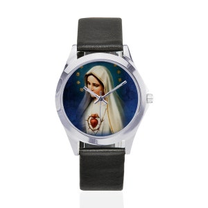 Our Lady of Fatima - Unisex Leather Watch - catholic gifts - religious watch - wrist watch - The Virgin of Fatima - religious gift