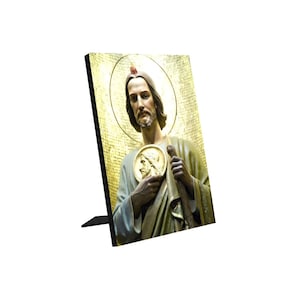 Catholic gifts - Saint Jude Thaddeus - Christian Icon on wood - St Jude Thaddeus Apostle Photo Panel for Tabletop Display - Holy Art