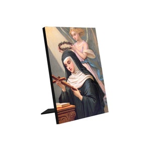 St Rita of Cascia Icon on wood - Religious Icons - Saint Rita - Photo Panel for Tabletop Display 6&quot;x8&quot; - Santa Rita - Catholic Saints Art