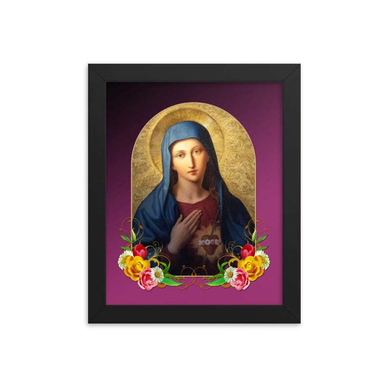 Framed Poster Immaculate Heart Of Mary Catholic Wall Art Image 0