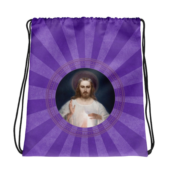 Drawstring Backpack Virgin Mary Religious Catholic Gym Bag