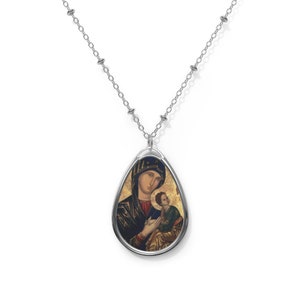 Our Lady of Perpetual Help - Brass pendant - necklace chain - Catholic jewelry - Religious gift - Catholic Saints - Virgin Mary pendant