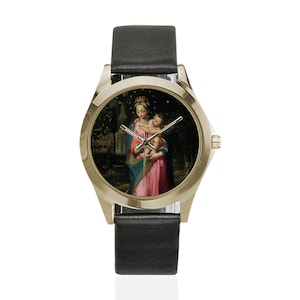 The Virgin Immaculate - Unisex Leather Watch - religious gifts - wrist watch - Holy Mary - Blessed Virgin Mary - Mother Mary - Catholic art