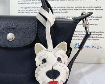 Handgemachte Leder Westie Taschenanhänger, Hund Schlüsselanhänger, West Highland White Terrier Taschenanhänger