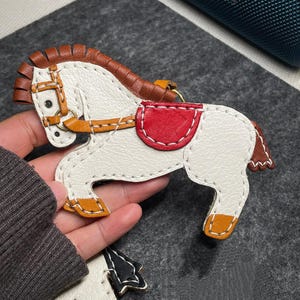 Handmade Horse Leather Bag Charm Keychain Gift Bag Tag Leather Car Ornament Handbag Charm Leather Fashion Accessory Gift for her