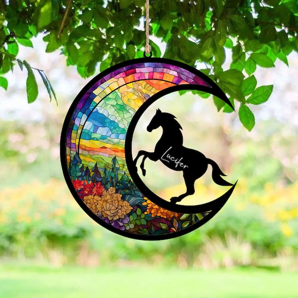 Belina | Paard Memorial Suncatcher Ornament, Paard Acryl Suncatcher, Gepersonaliseerde Paard Verlies Cadeau, Aangepaste Paard Naam Teken