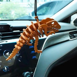 Handmade T-Rex Dinosaur Leather Bag Charm Keychain Bag Tag Leather Car Rearview Mirror Pendant Toys for Friend Son Boy Birthday Gift