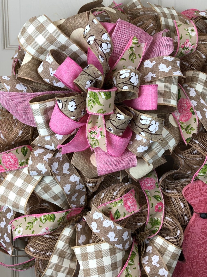 Farmhouse easter Wreath for Easter Wreath for Spring Spring Wreath Easter Bunny Wreath Deco Mesh Wreath, Wreath Rustic Easter wreath
