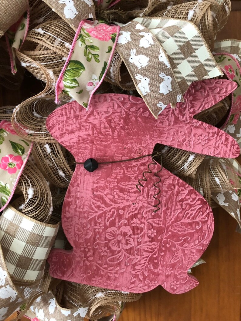 Farmhouse easter Wreath for Easter Wreath for Spring Spring Wreath Easter Bunny Wreath Deco Mesh Wreath, Wreath Rustic Easter wreath