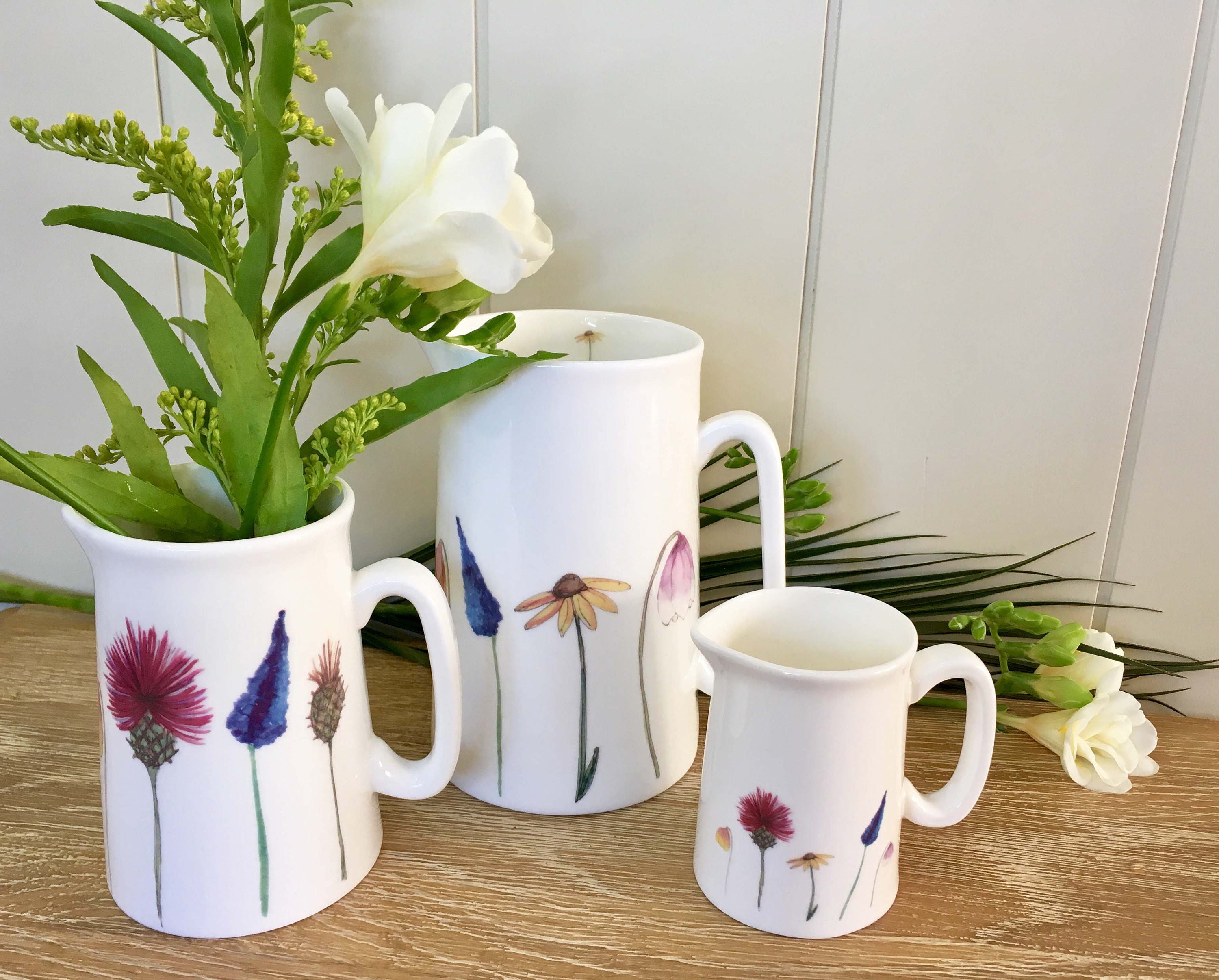 Wildflower Pint Jug, Bone China Jug, Flower Jug, Cream Jug, Flower Milk