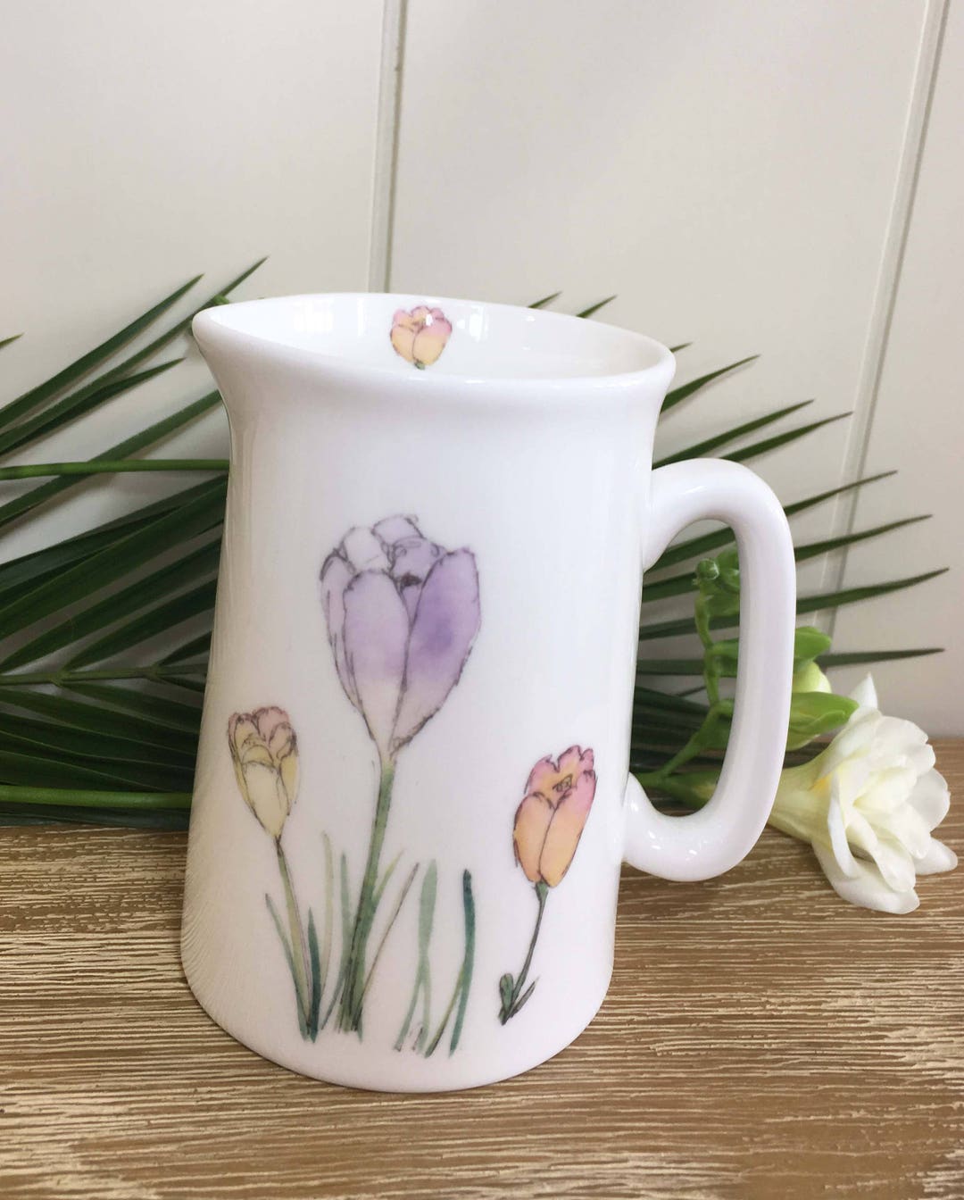 Bone China Jug, Crocus Jug, Flower Jug, Cream Jug, 1/2 Pint Jug, China