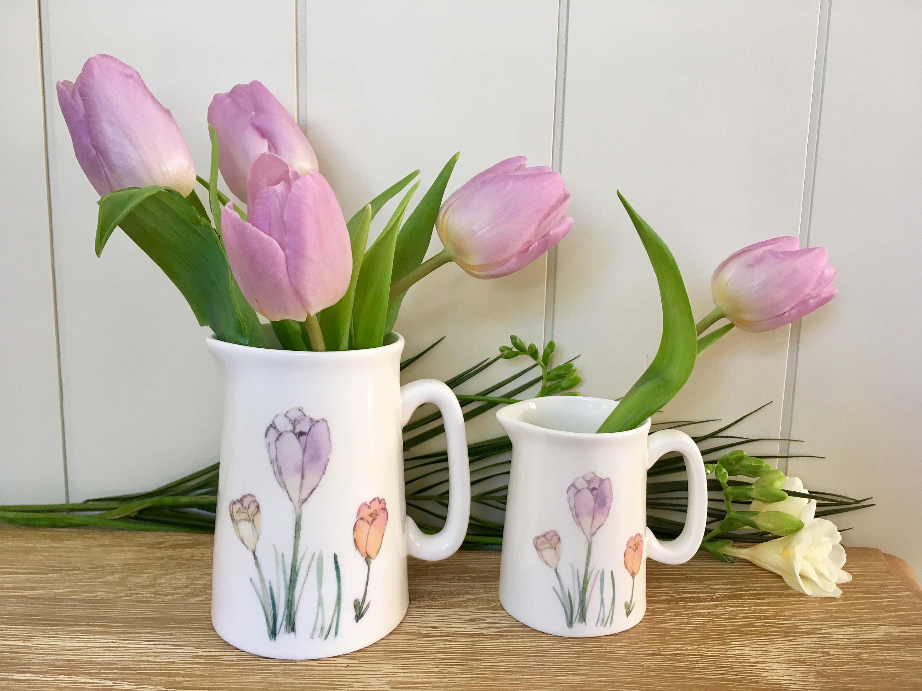 Bone China Jug, Crocus Jug, Flower Jug, Cream Jug, 1/2 Pint Jug, China
