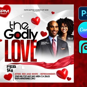 Valentine&#39;s Day Flyer Template 5&quot;x5&quot;, CANVA Editable PSD template Valentine&#39;s Day Flyer, Flyer Sales, February 14, Valentines Party
