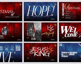 30 CHRISTMAS Church ANIMATED Announcement Slides, church template, Social media templates, church slides, church graphics template SALE
