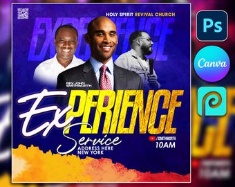 CANVA Church Flyer Praise & Worship, Editable Template Worship Flyer, Church flyer, Flyer Sale, Church Flyer Template, Worship Flyer Design