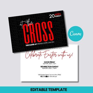 Easter Sunday Church Postcard Template for Canva, Easter Service Church Invitation, Resurrection Sunday, Editable Printable, EDDM Compliant