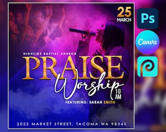 Women&#39;s Conference Flyer Design for CANVA and Photoshop, Editable PSD template Worship Flyer, Church flyer, Flyer Sale, Church Flyer
