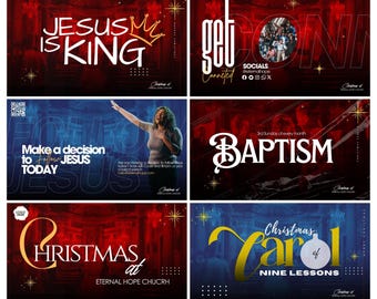 30 CHRISTMAS Church ANIMATED Announcement Slides, church template, Social media templates, church slides, church graphics template SALE