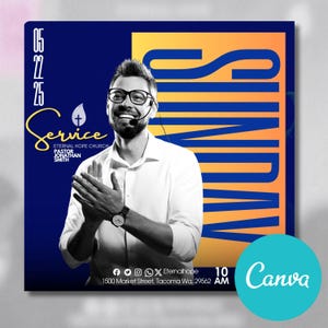 Editable ANIMATED Canva Church Flyer, canva church flyer | CANVA Flyer Template, Editable in Canva, Digital Template, Church Flyer, Sale!!!