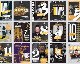 16 ANIMATED Church Canva Template Bundle, church flyer template, church social media templates, church flyers, church service countdowns