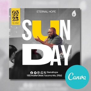 Editable ANIMATED Church Flyer, canva church flyer | CANVA Flyer Template, Editable in Canva, Photoshop, revival, Church Editable Flyer