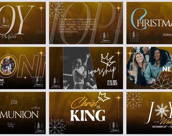 30 CHRISTMAS Church ANIMATED Announcement Slides, church template, Social media templates, church slides, church graphics template SALE
